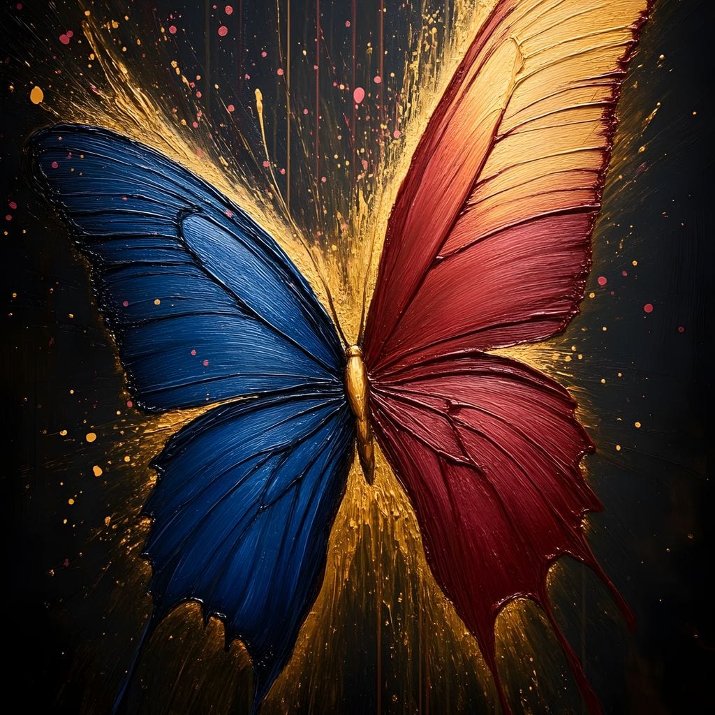 Red & Blue Butterfly Canvas Wall Art