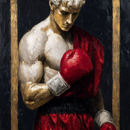 Golden Frame Boxing Champion Canvas Wall Art