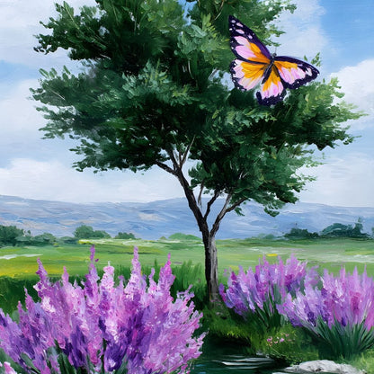 Butterfly Meadow Tranquility Canvas Wall Art