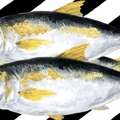 Triple Gilded Mackerel Parade Canvas Wall Art