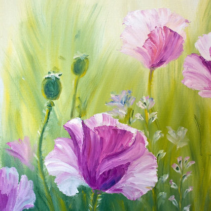 Purple Poppies Canvas Wall Art