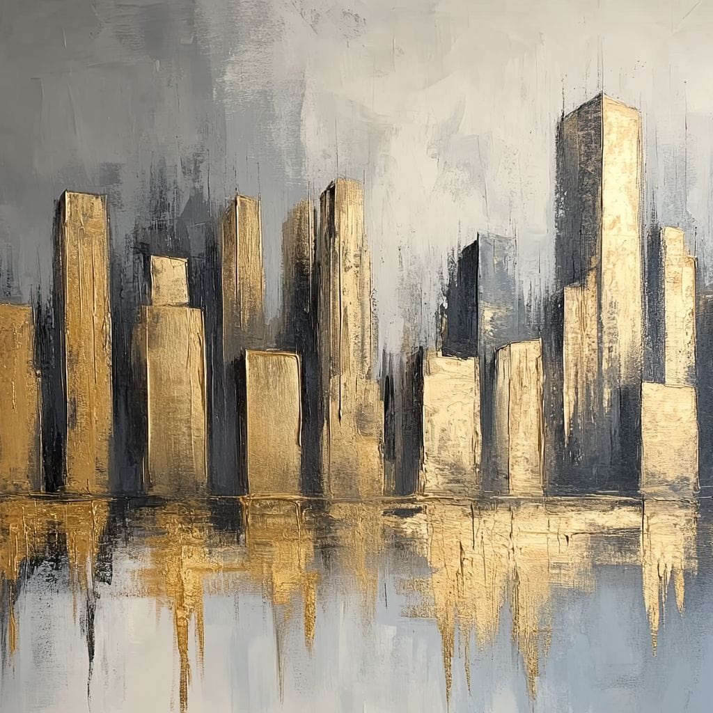 Golden Skyline Canvas Wall Art