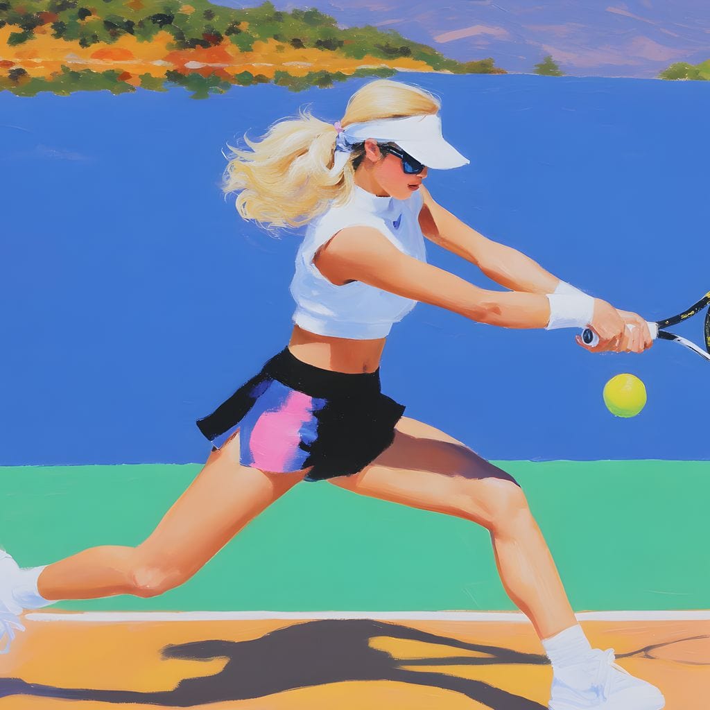 Summer Lakecourt Tennis Rally Canvas Wall Art