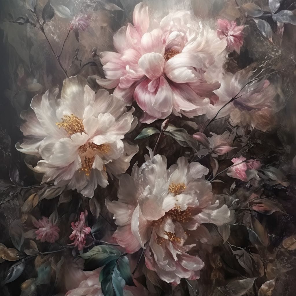 White & Pink Flowers Canvas Wall Art