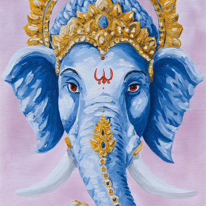 Sacred Blue Ganesha Majesty Canvas Wall Art