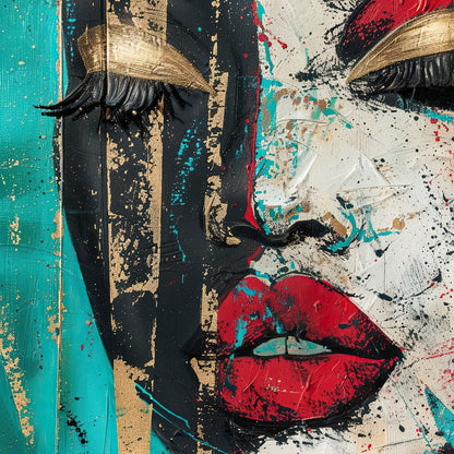 Golden Gaze Through Turmoil Canvas Wall Art