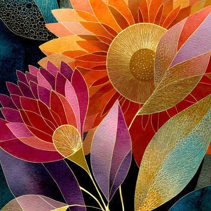 Radiant Blooming Spectrum Canvas Wall Art