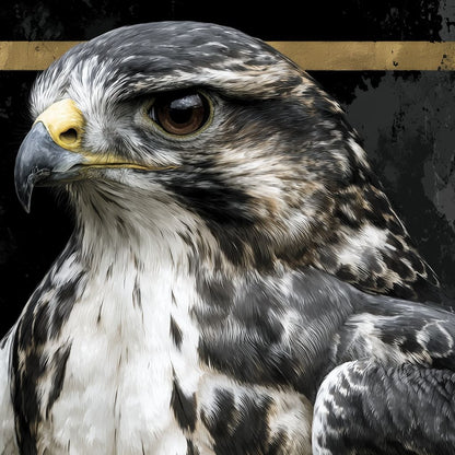 Golden Frame Falcon Portrait Canvas Wall Art