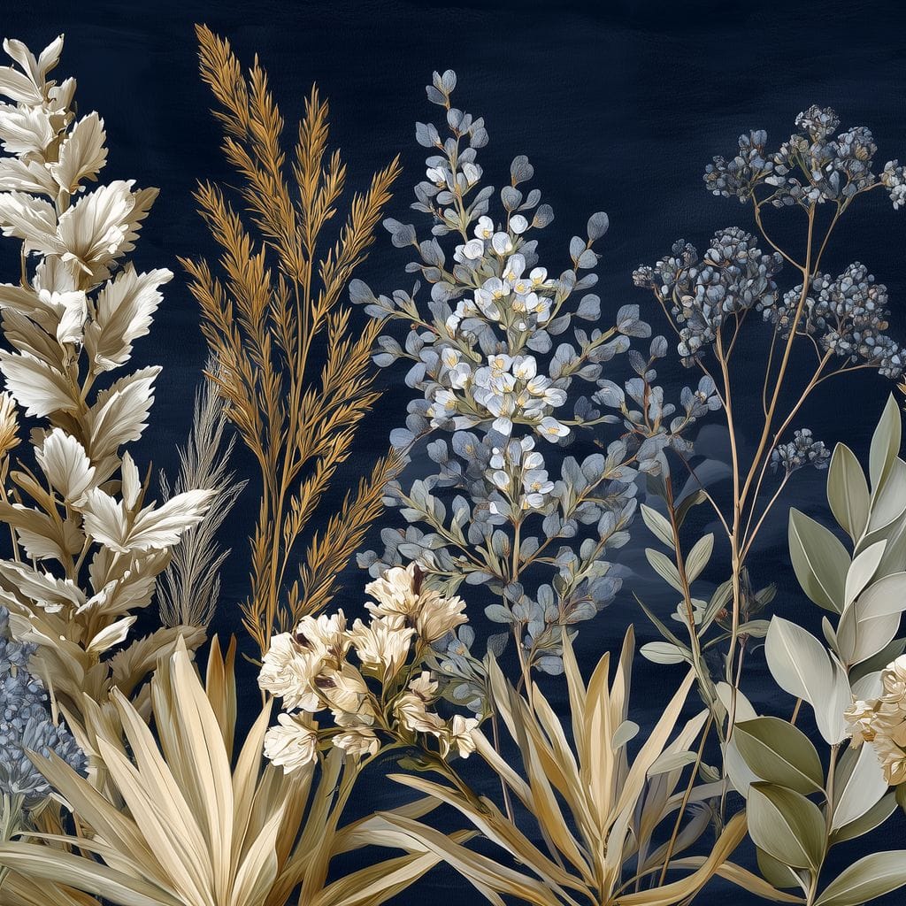 Midnight Botanical Bouquet Canvas Wall Art