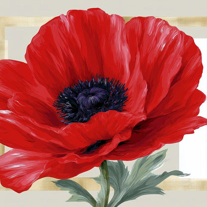 Bold Poppy Bloom Portrait Canvas Wall Art