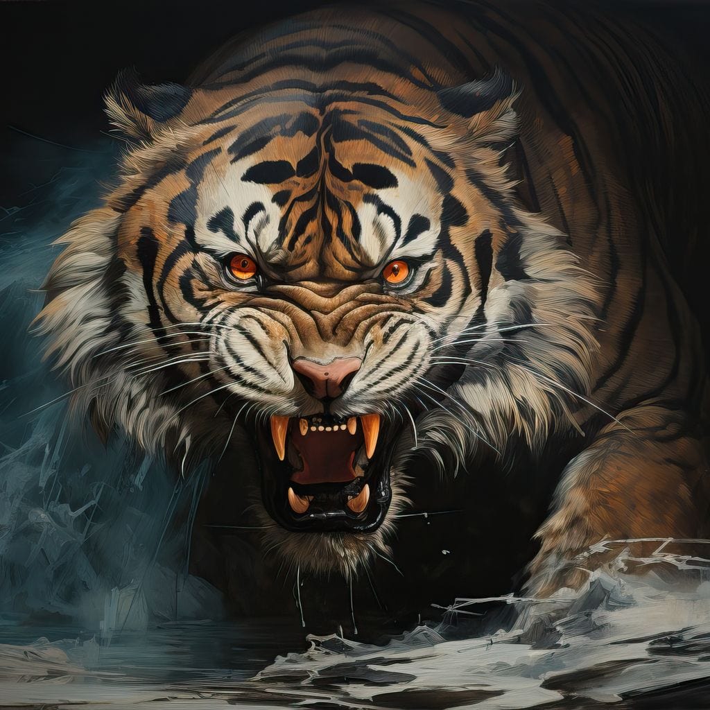 Angry Siberian Tiger Canvas Wall Art