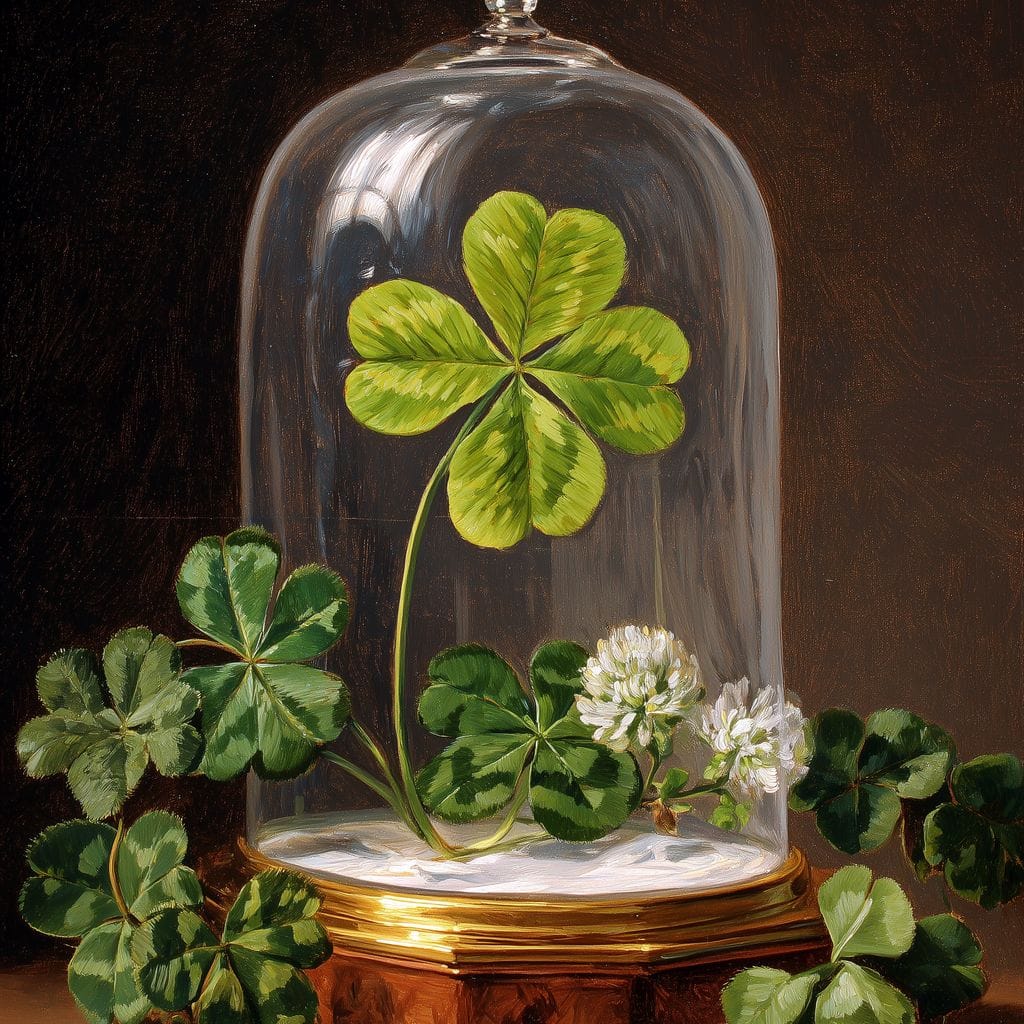 Lucky Clover Glass Dome Canvas Wall Art