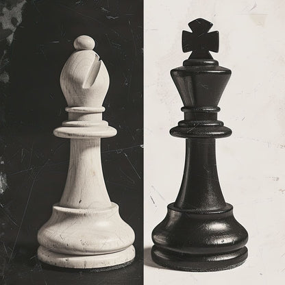 Black and White Chess Encounter Canvas Wall Art