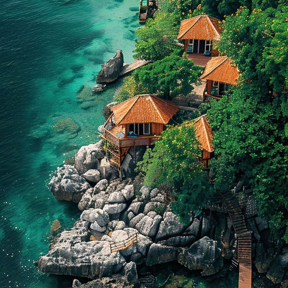 Coastal Serenity Bungalows Canvas Wall Art