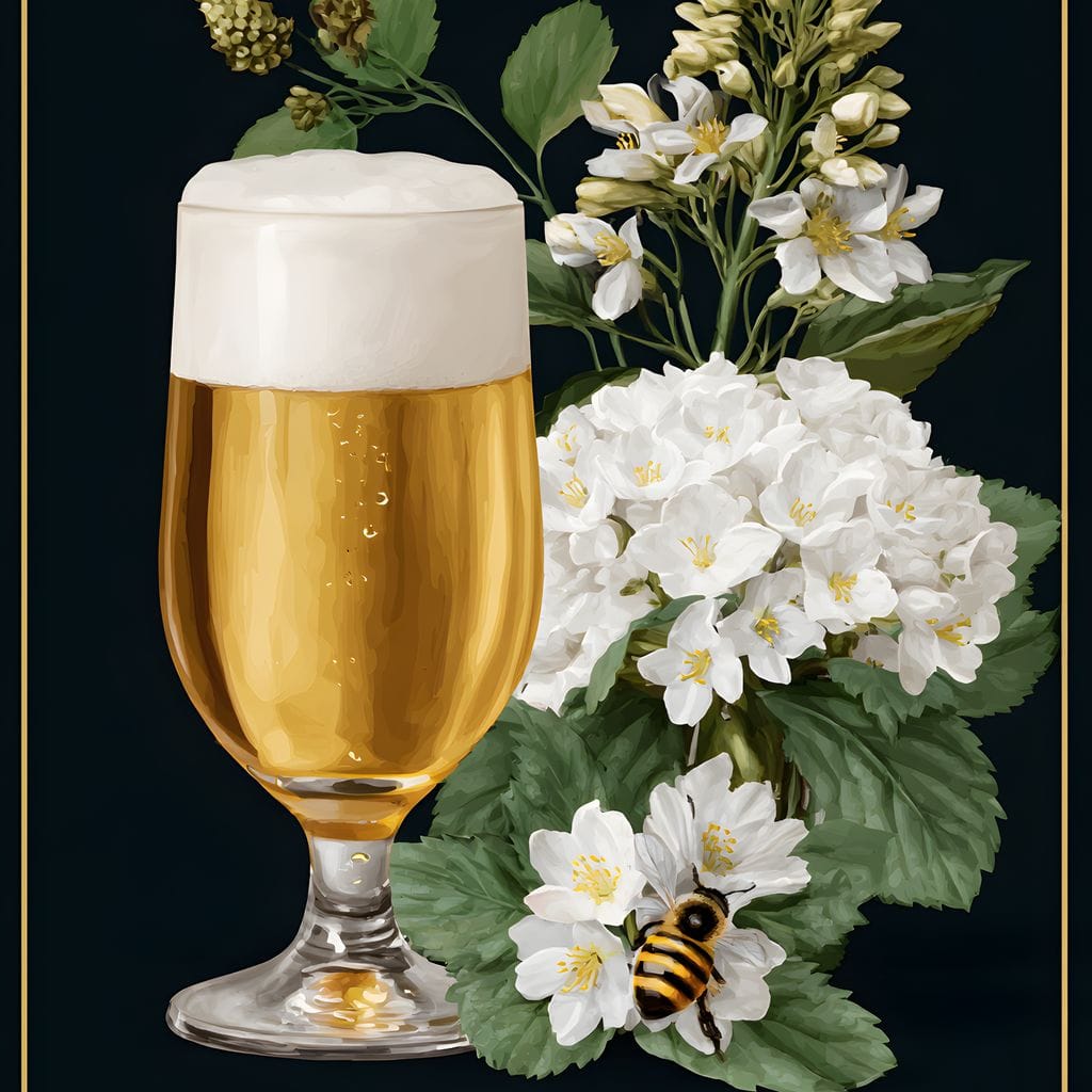 Golden Honey Ale Botanical Noir Canvas Wall Art