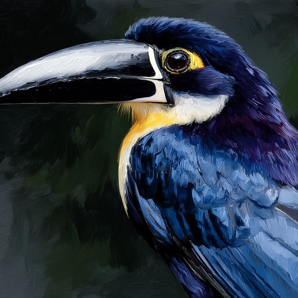 Electric Blue Toucan Portrait Canvas Wall Art
