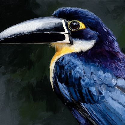 Electric Blue Toucan Portrait Canvas Wall Art
