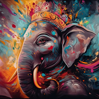 Ganesh Color Splash Canvas Wall Art