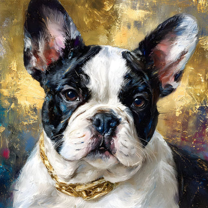 Golden French Bulldog Portrait Canvas Wall Art