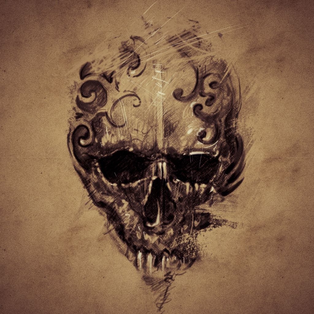 Skull Sketch Canvas Wall Art