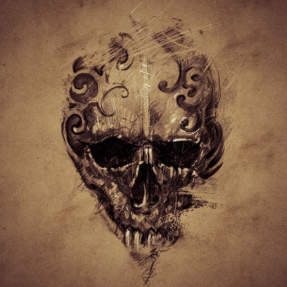 Skull Sketch Canvas Wall Art