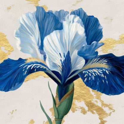 Gilded Blue Iris Bloom Canvas Wall Art