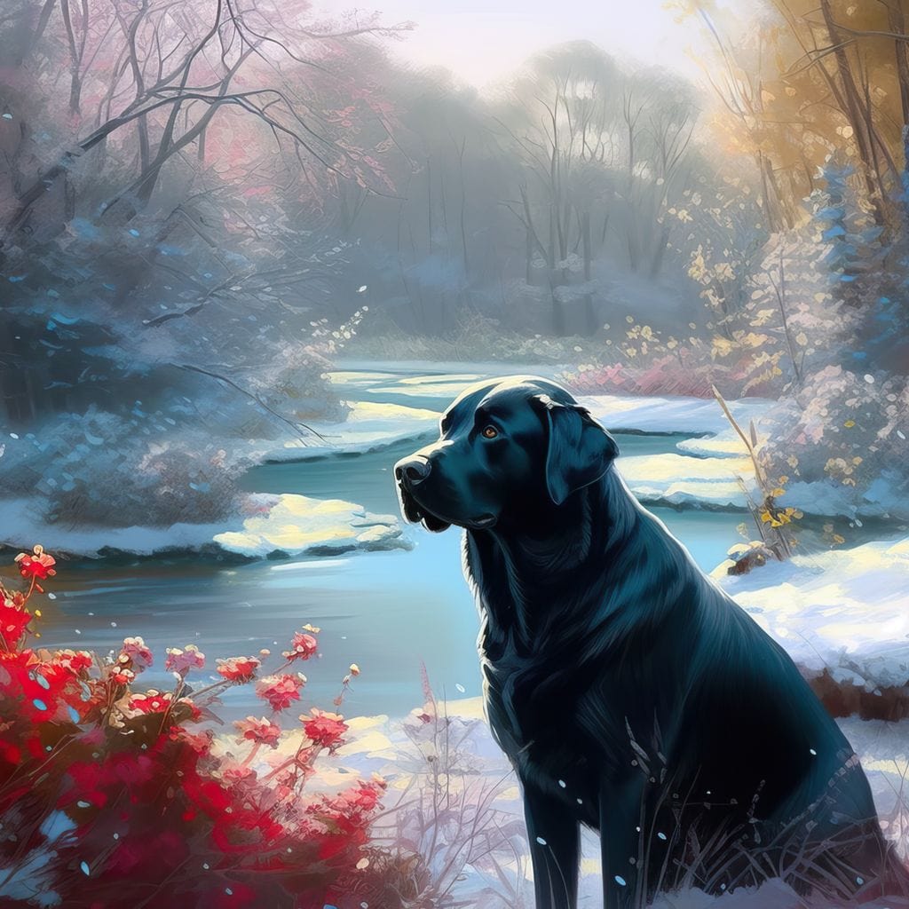 Winter Labrador Canvas Wall Art