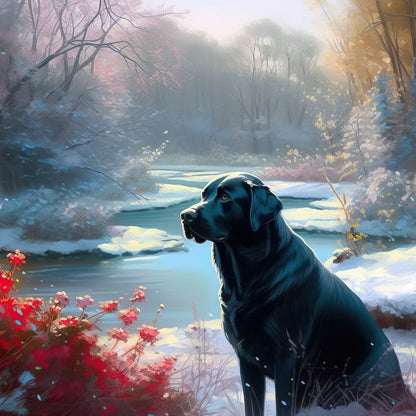Winter Labrador Canvas Wall Art