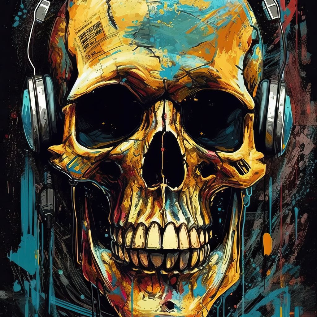Technopunk Skull 2 Canvas Wall Art