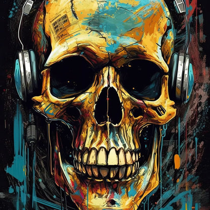 Technopunk Skull 2 Canvas Wall Art