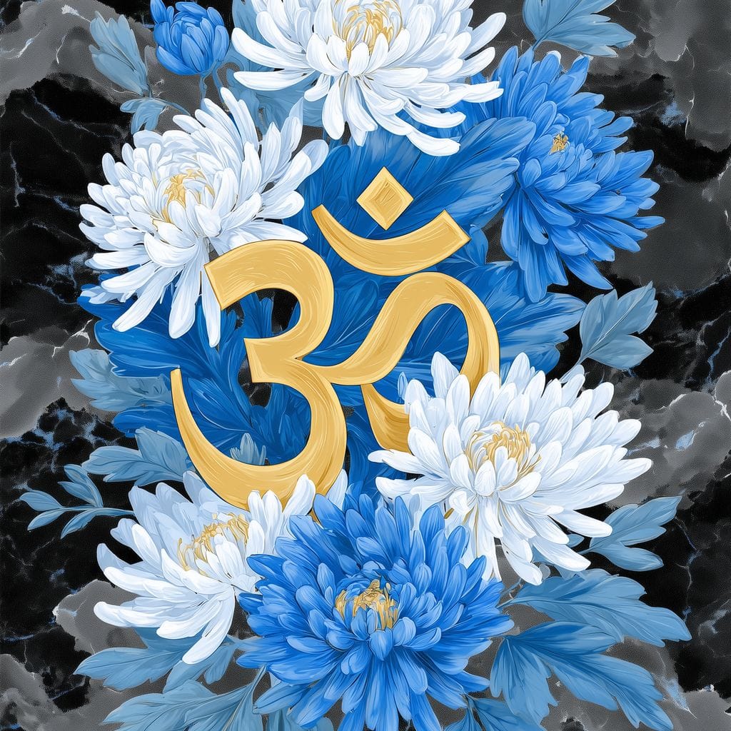 Om Lotus Bloom Floral Gold Canvas Wall Art