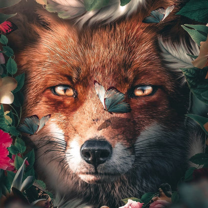 Floral Fox Canvas Wall Art