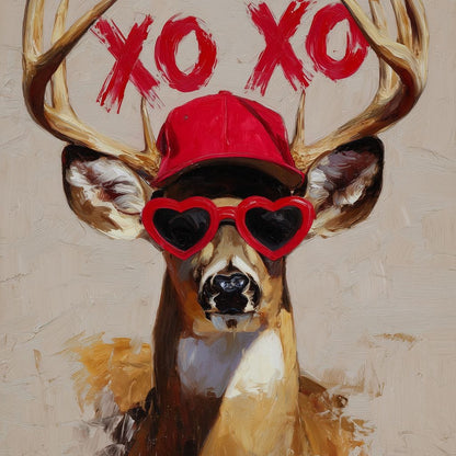 XOXO Deer Love Shades Portrait Canvas Wall Art