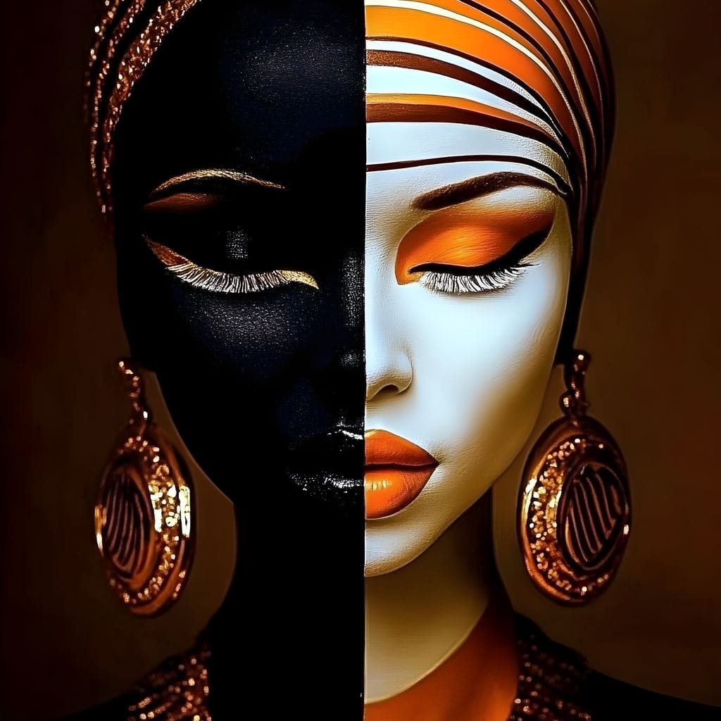 Elegant Duality Portrait Canvas Wall Art