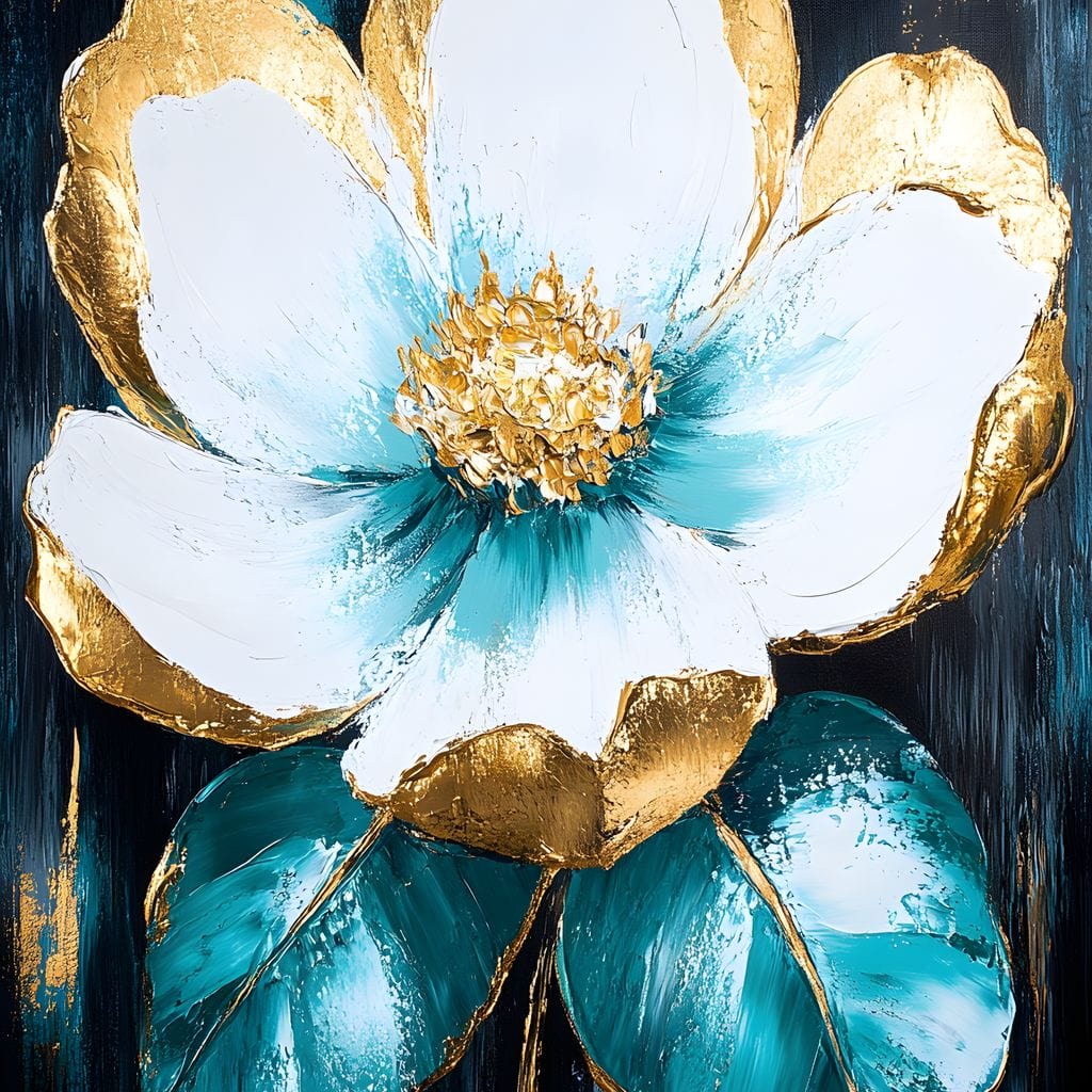 Golden Bloom Elegance Canvas Wall Art