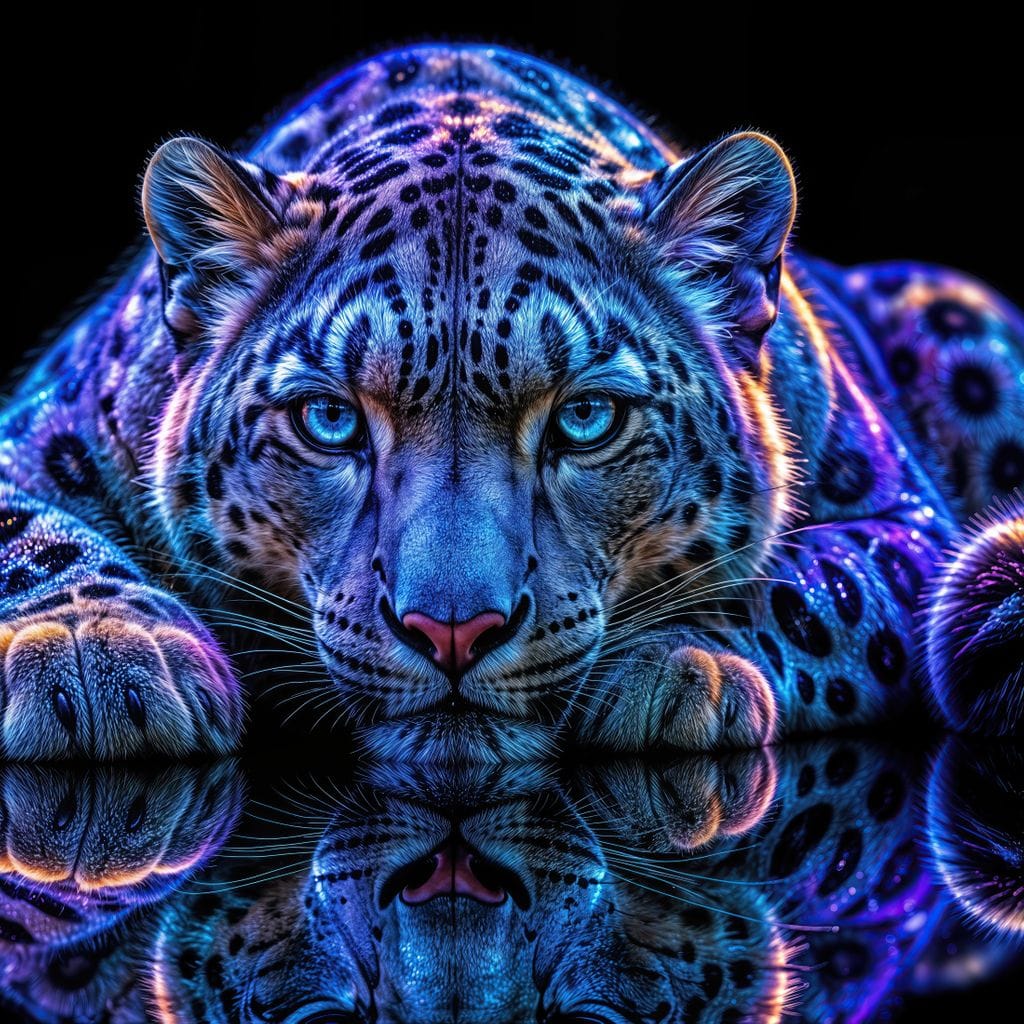 Bioluminescent Snow Leopard Canvas Wall Art