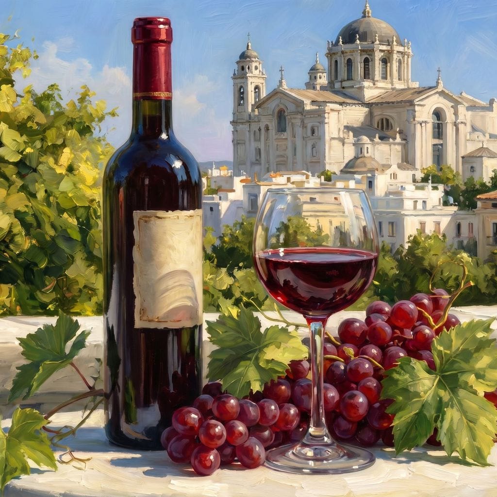 Vintage Wine Harvest Near Cathedral Canvas Wall Art