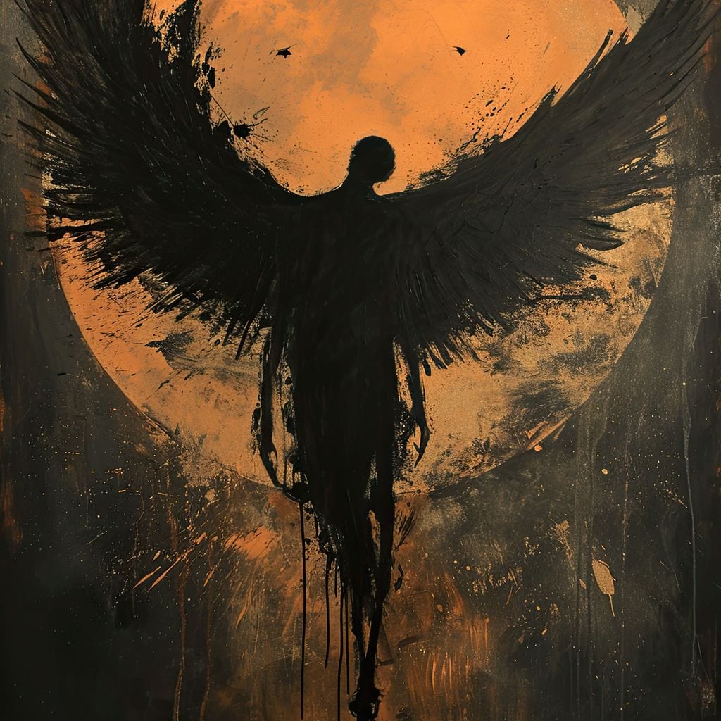 Eclipse of the Fallen Seraph Canvas Wall Art