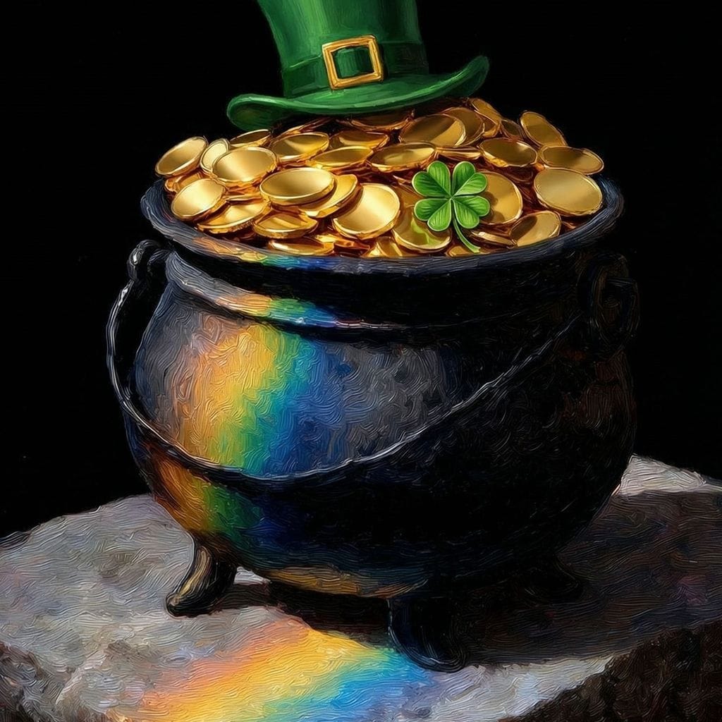 Leprechaun Gold Pot Luck Canvas Wall Art