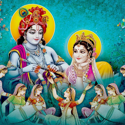 Lord Radha & Krishna Love Song Canvas Wall Art