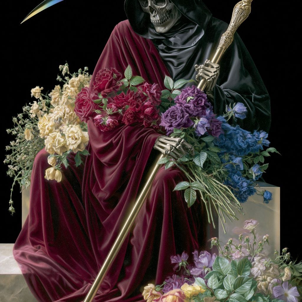 Death Rests With Fallen Petals Canvas Wall Art