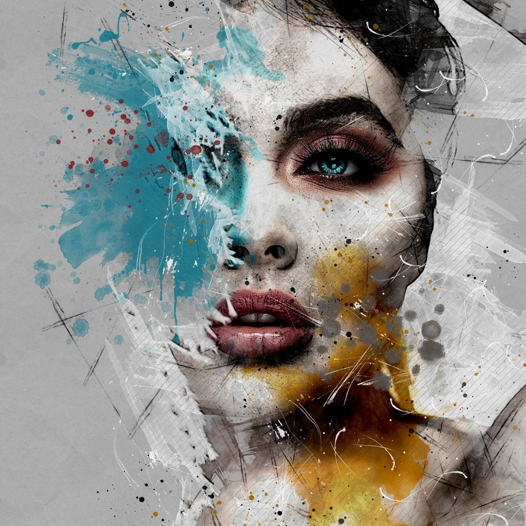Mixart Female Portrait Canvas Wall Art