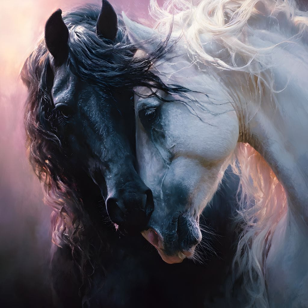 Shadowlight Twin Horses Canvas Wall Art