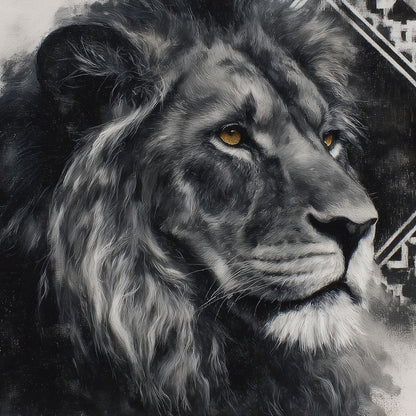 Monochrome Lion Golden Eyes Canvas Wall Art