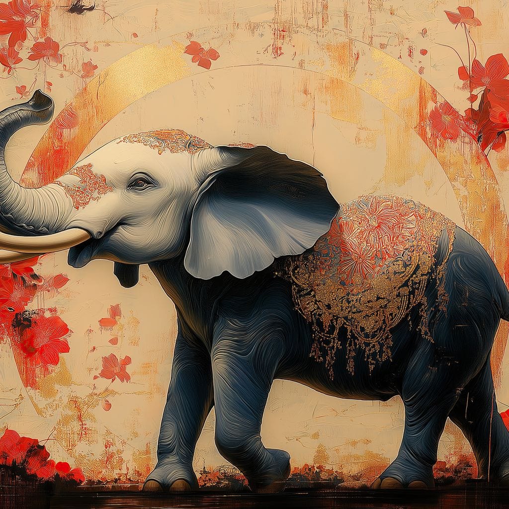 Elephant Radiant Elegance Canvas Wall Art