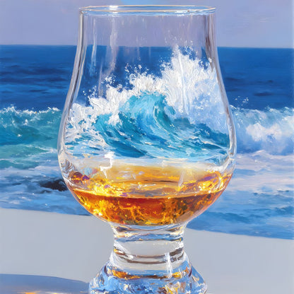 Ocean Wave Whisky Glass Stillness Canvas Wall Art