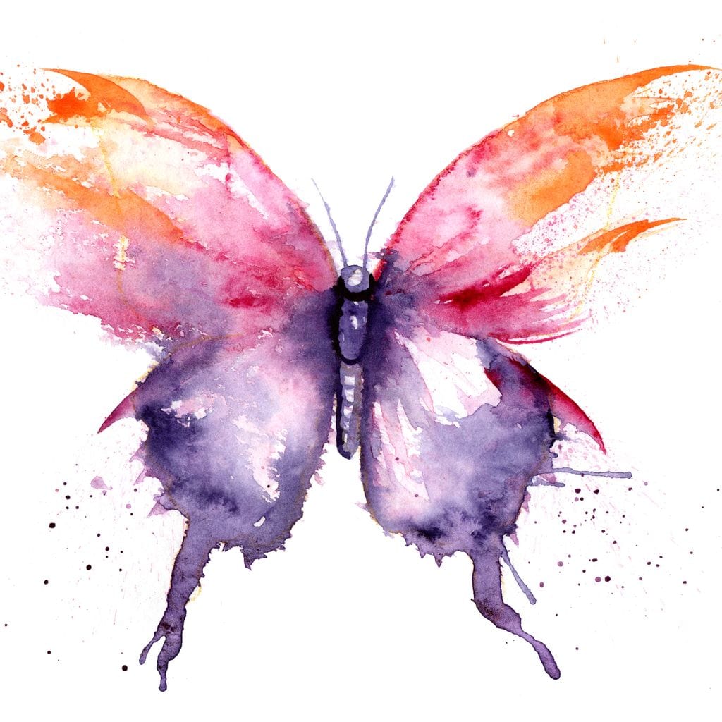 Watercolor Tricolor Butterfly Canvas Wall Art