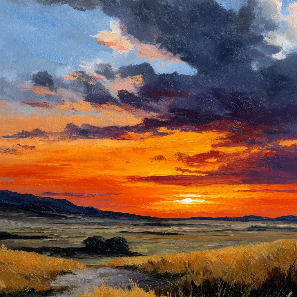 Golden Prairie Sunset Skystorm Canvas Wall Art