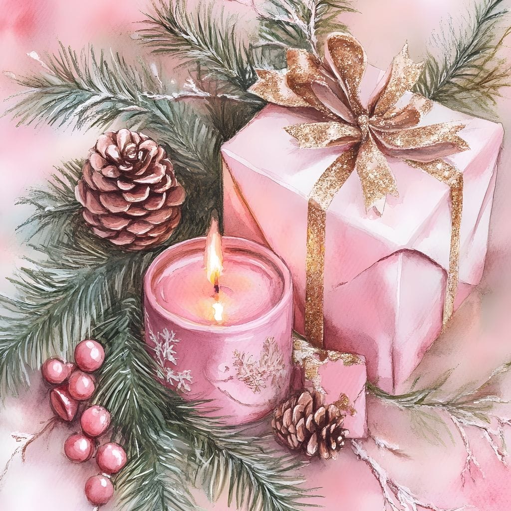 Festive Pine Gift Candle Radiance Canvas Wall Art