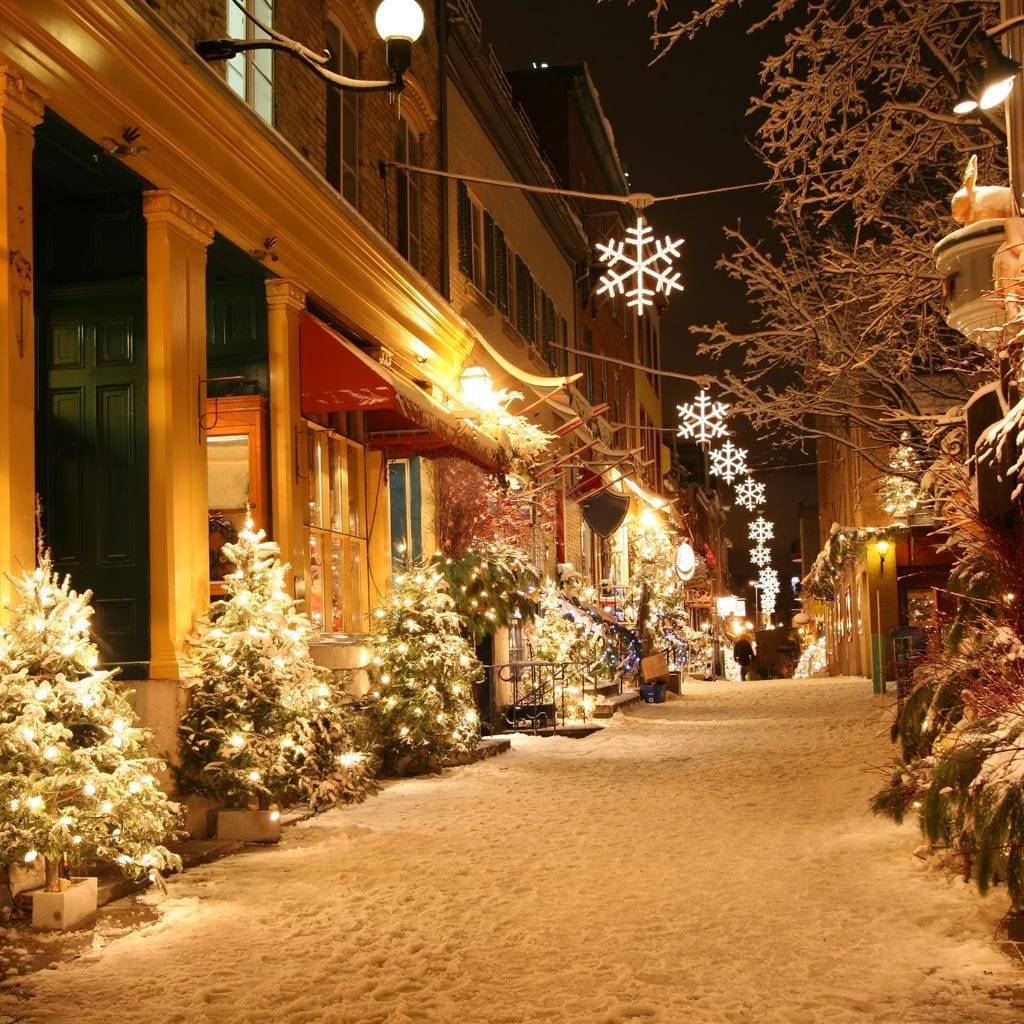 Christmas in Quebec City Canvas Wall Art